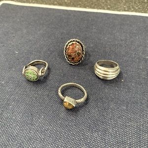 Stirling silver rings. Green is sold.